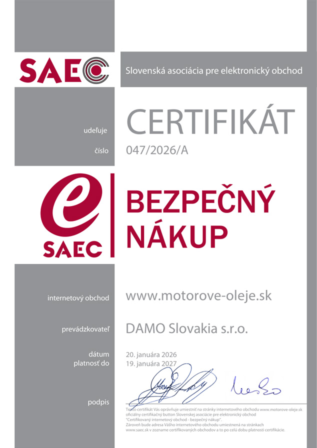 Certifikát SAEC Bezpečný nákup